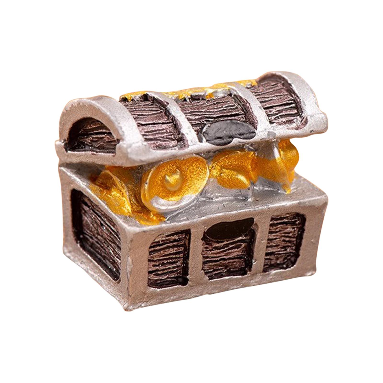 

Пиратское золото золотая монета сундук с сокровищами подарок аквариум миниатюра смола мультфильм средиземноморские украшения One Size