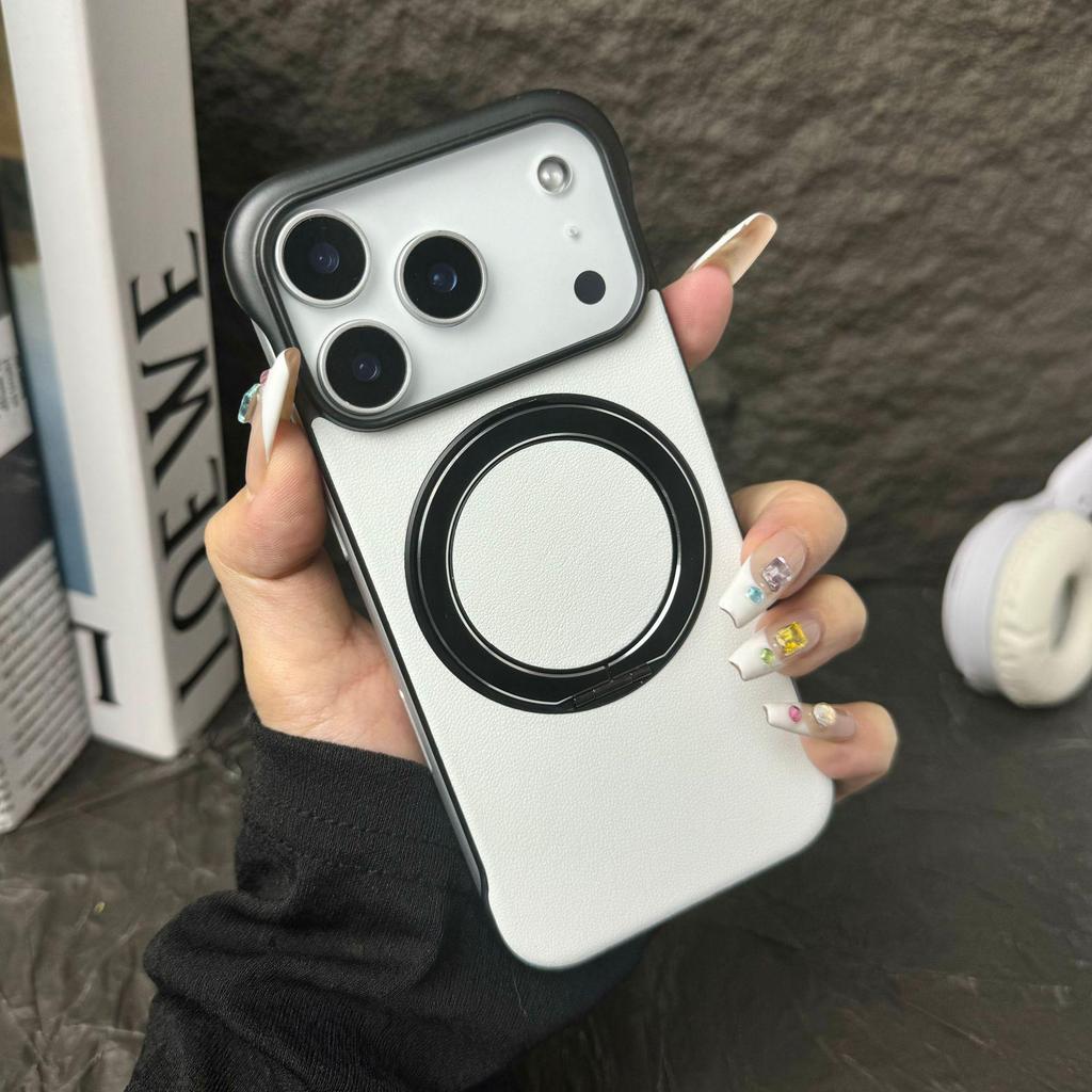 iPhone 13–17 Pro Max Magnetic Rotating Stand Frameless Protective Case