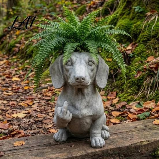 Unique Attitude Flowerpot Bulldog Creative Decorative Planter with Design Eye-Catching Garden Centerpiece Decor Indoor Outdoor Plant Pot Novelty