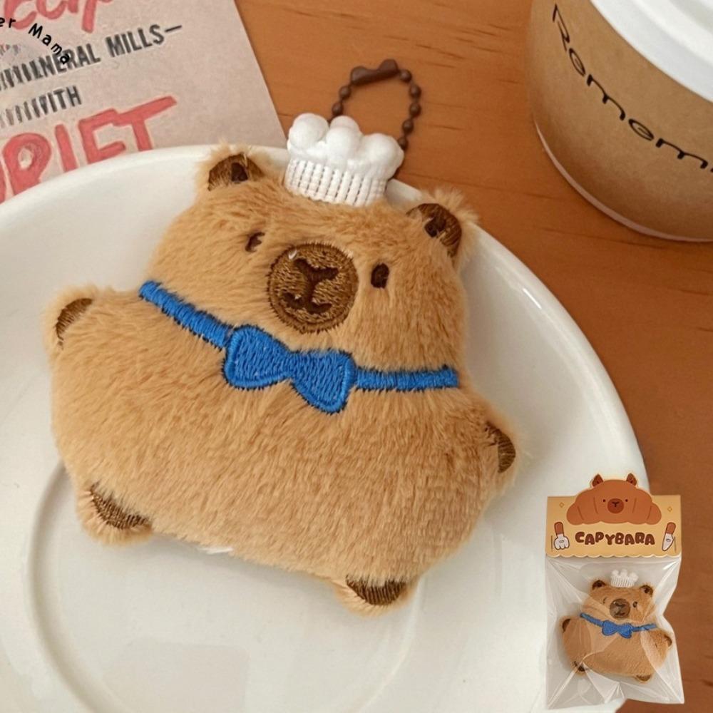 Trendy Capybara Bread Plush Keychain Foodie Theme Creative Backpack Pendants Bag Decor Soft Stuffed Doll Key Chain Party Favors