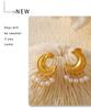 European and American Style Moon Tassel Faux Pearl Earrings: Irregular Geometric Titanium Steel Design