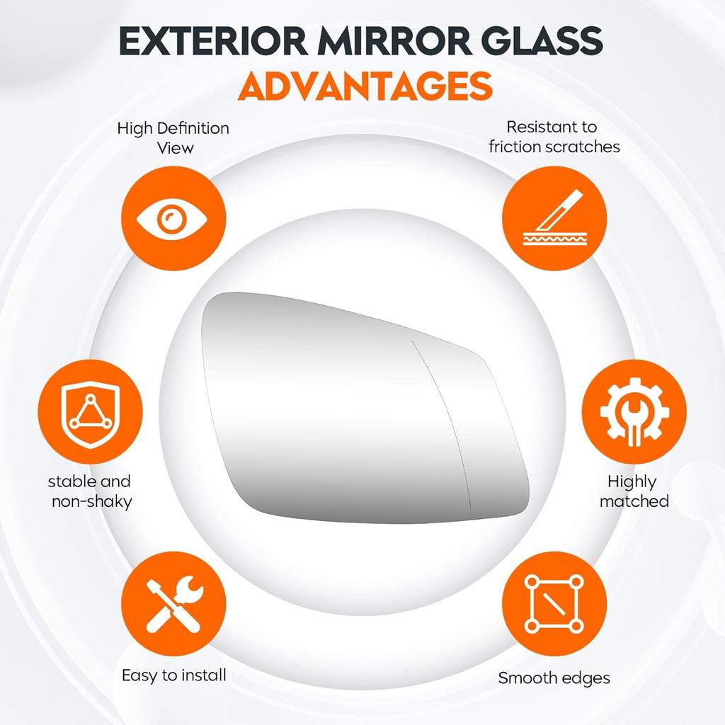 Youxmoto Passenger Right Side Heated Mirror Glass Replacement, 2009- Fit For BMW 228I 320I 328I 330I 335I 428I 430I 435I 535I 550I I3 M3 M4 M5 X1 F30