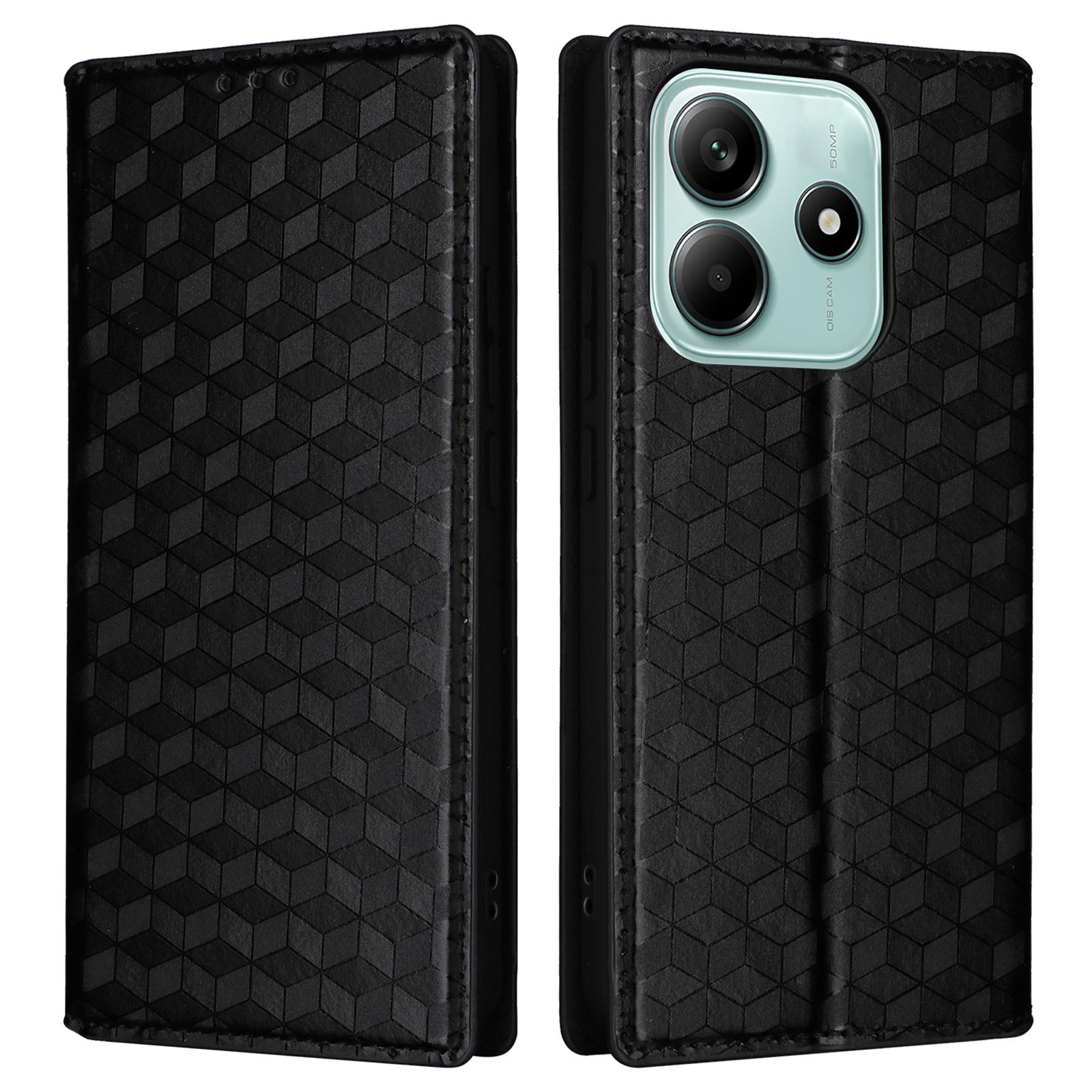 

Для Xiaomi Redmi Note 14 5G Чехол-кошелек Кожаный чехол для телефона с ромбовидным тиснением B