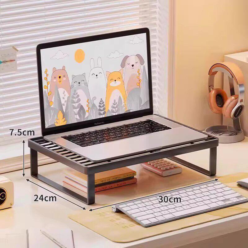 Desktop Monitor Riser with Pull-out Keyboard Tray and Laptop Stand