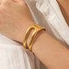 Titanium Steel Bangle for Women, High-end Asymmetric Open Bangle, Stainless Steel Jewelry, 18K Gold Plated Accessories