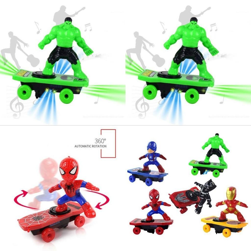 Hero Red Electric Spiderman Skateboard Toy For Kids Featuring Music And Colorful Lights