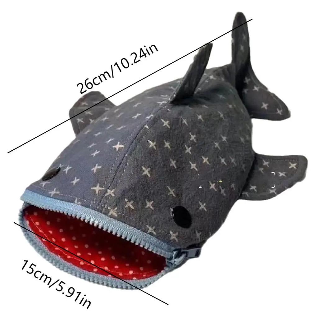 Shark Pencil Case,Shark Mouth Zipper Pencil Pouch Cute Shark Pencil,Special Idea Canva Animal Stationery Pouch for Office Supply