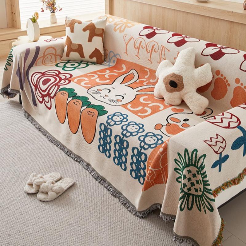 Nordic Style Sofa Blanket One Piece Fully Wrapped Dust-proof Cloth Four Season Universal Anti Slip Multifunctional Blanket Home Textiles Decoration