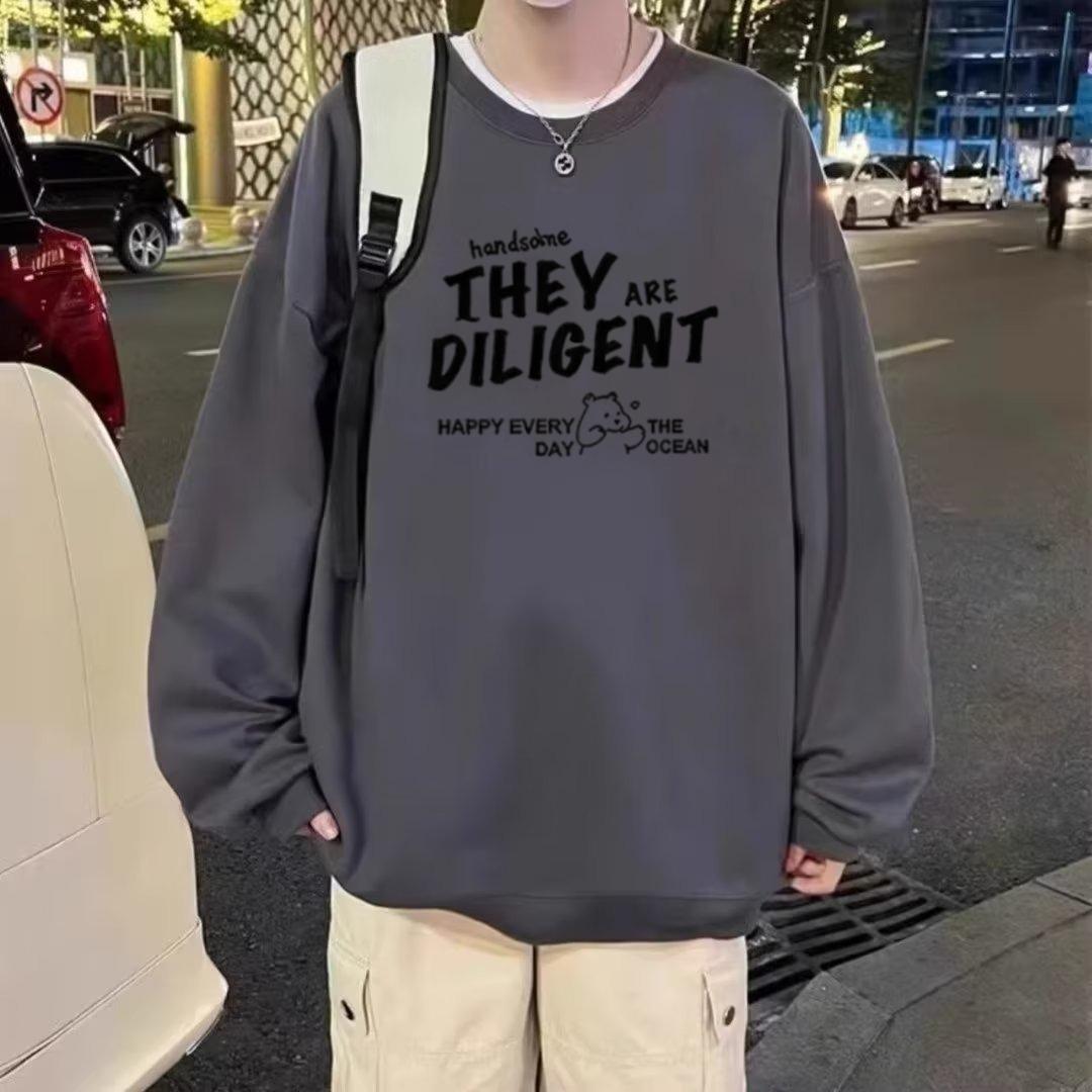 

Мужской свитшот анти-баллон на весну/осень - Свободный крой, Круглый вырез, Длинный рукав, Молодежный стиль. XL