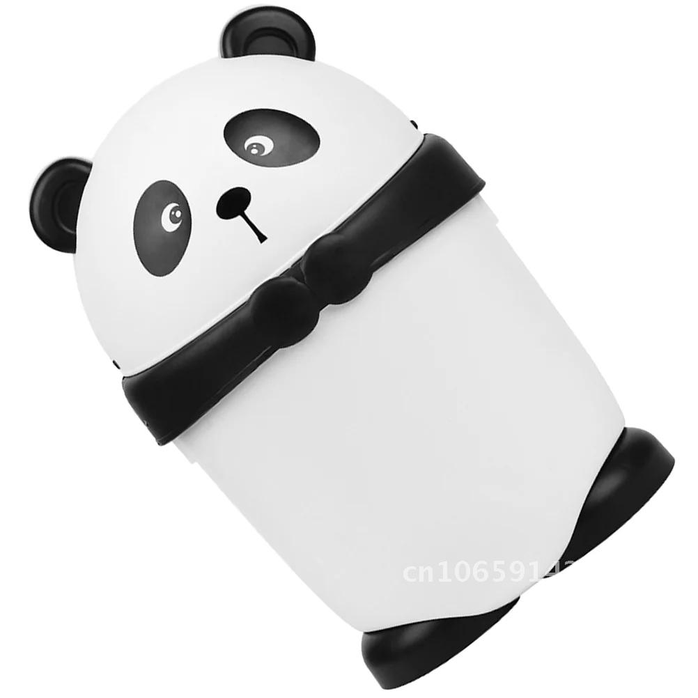 Panda Trash Can Bathroom With Lid Garbage Plastic Room Bin for Tin Small Office Car