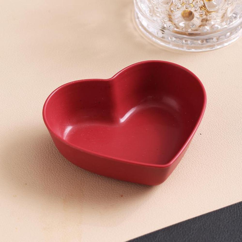 Wheat Straw Heart Shape Seasoning Dish Mini Sushi Seasoning Dish Creative Spice Plate  for Kitchen