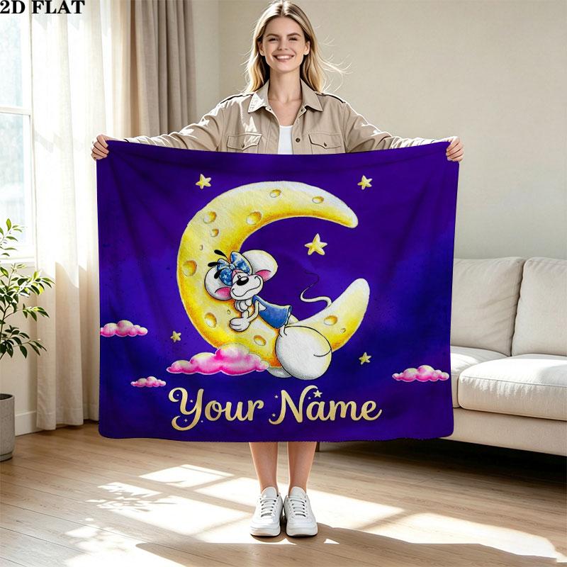 1PC Diddl Custom Name Patterned Flannel Blanket Suitable For All Seasons for Home Decor Warmth and Comfort Gifts Holiday Present
