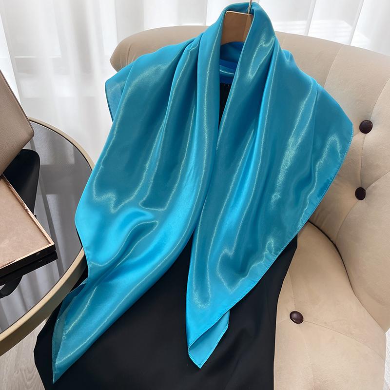 Solid Color Fashion Elegent Shawl Square Scarf For Women Summer Sun Protection Hijab Neckerchief Female Wraps Bandana
