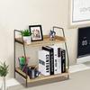 Wood and Iron Double-Layer Desktop Organizer and Spice Rack