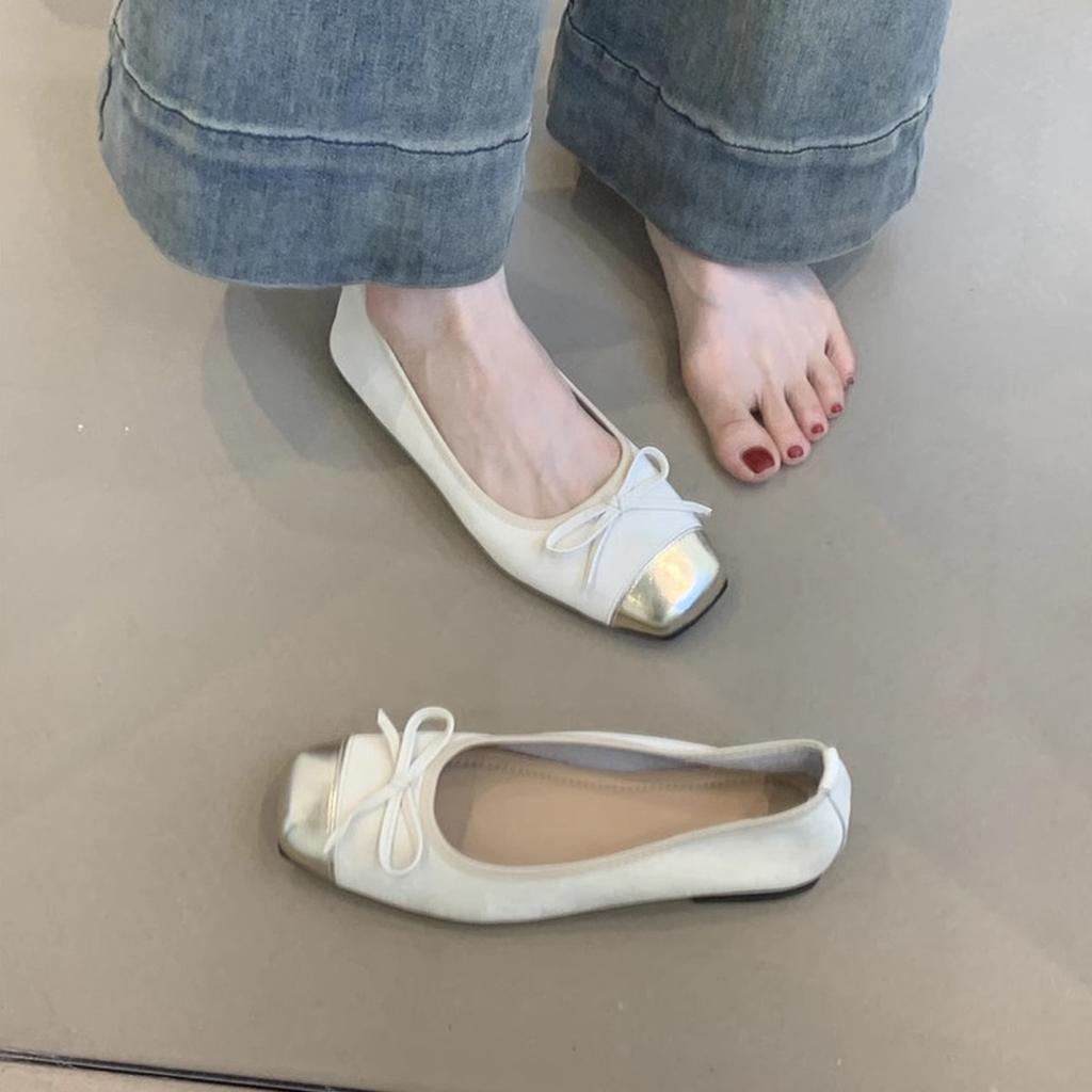 French Small Fragrant Style Bow Shallow Mouth Mary Jane Single Shoes Girl 2025 New Fairy Style with Skirt Doudou Shoes