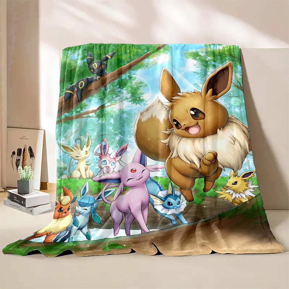 

3D P-Pikachu Eevee Figures Blanket for Girls with Cartoon Pattern- Cozy Fuzzy Kids Blanket for Home Sofa Daycare & School, Gifts 75x90cm