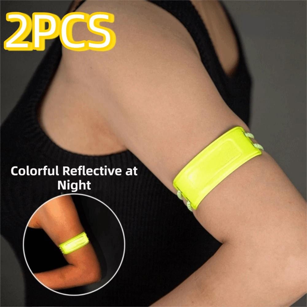 2Pcs Comfortable Reflective Armband Adjustable Reflective Strips Outdoor Hiking