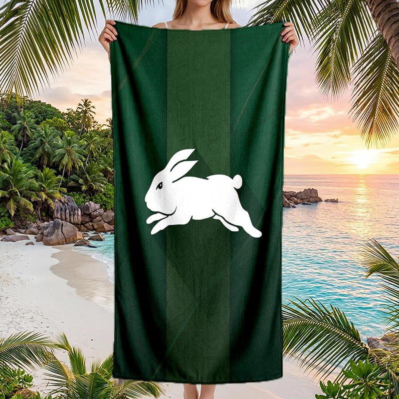 Asciugamano da Spiaggia alla Moda South Sydney Rabbitohs Asciugamano Portatile Morbido Asciugatura Rapida per Nuoto Campeggio Vacanze