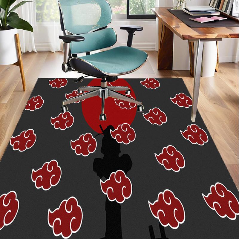 Anime Red Clouds On Black Background Office Rug Chair Mat, Game Carpet, Suitable for Front Door, Bedroom, Living Room, Desk, Holiday Gift