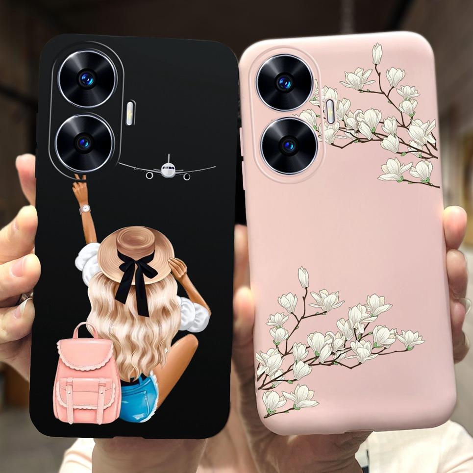 Soft Silicone Phone Case For Realme C55 C53 C51 Oppo Back Cover Funny Dinosaur Cat Printing Fundas Shell RealmeC53 C 55 53 Coque