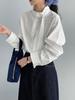 Women's French Retro 100% Cotton Ribbon Shirt - Simple, Loose, Solid Color