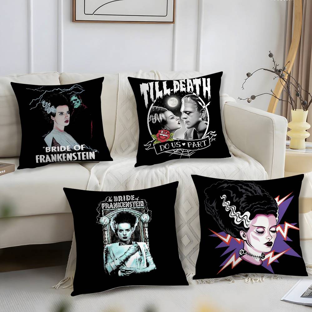 Bride of FFrankenstein Pillow Case Short Plush Print Cushion Cover Square Throw Pillow Covers Sofa Home Decor