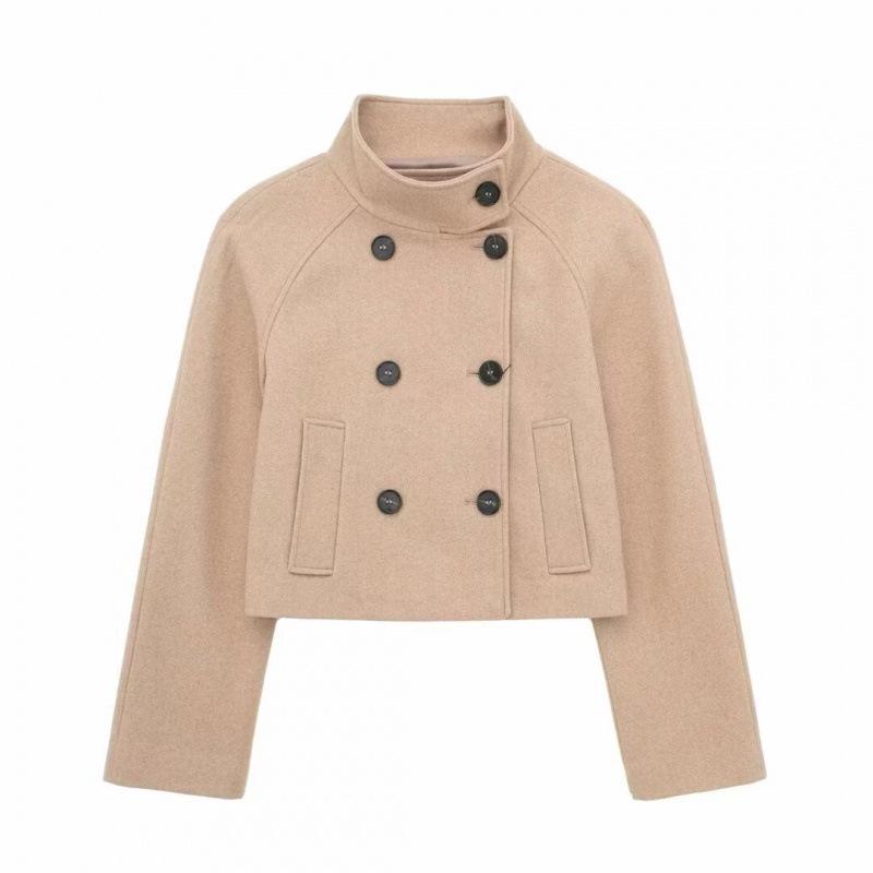 Autumn Women's Street Fashion Double-Breasted Short Woolen Coat