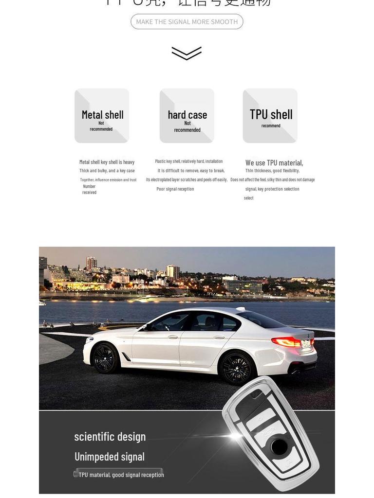 Compatible BMW Key Cover Set: Protective Soft Shell for 3, 5 Series & X5 Remote.