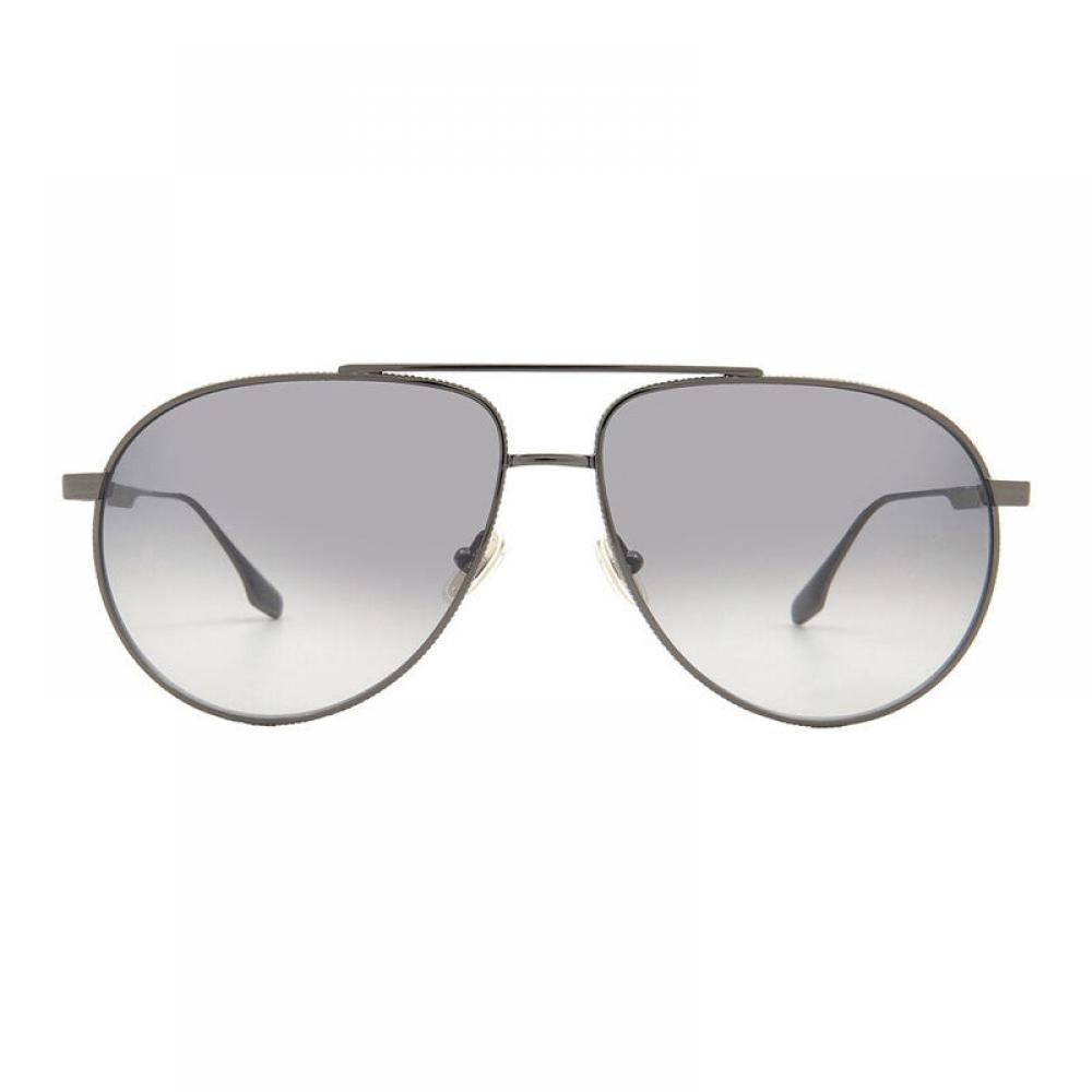 Victoria Beckham Sunglasses Aviator Full Rim  Silver Frame And Brown Lens Grey