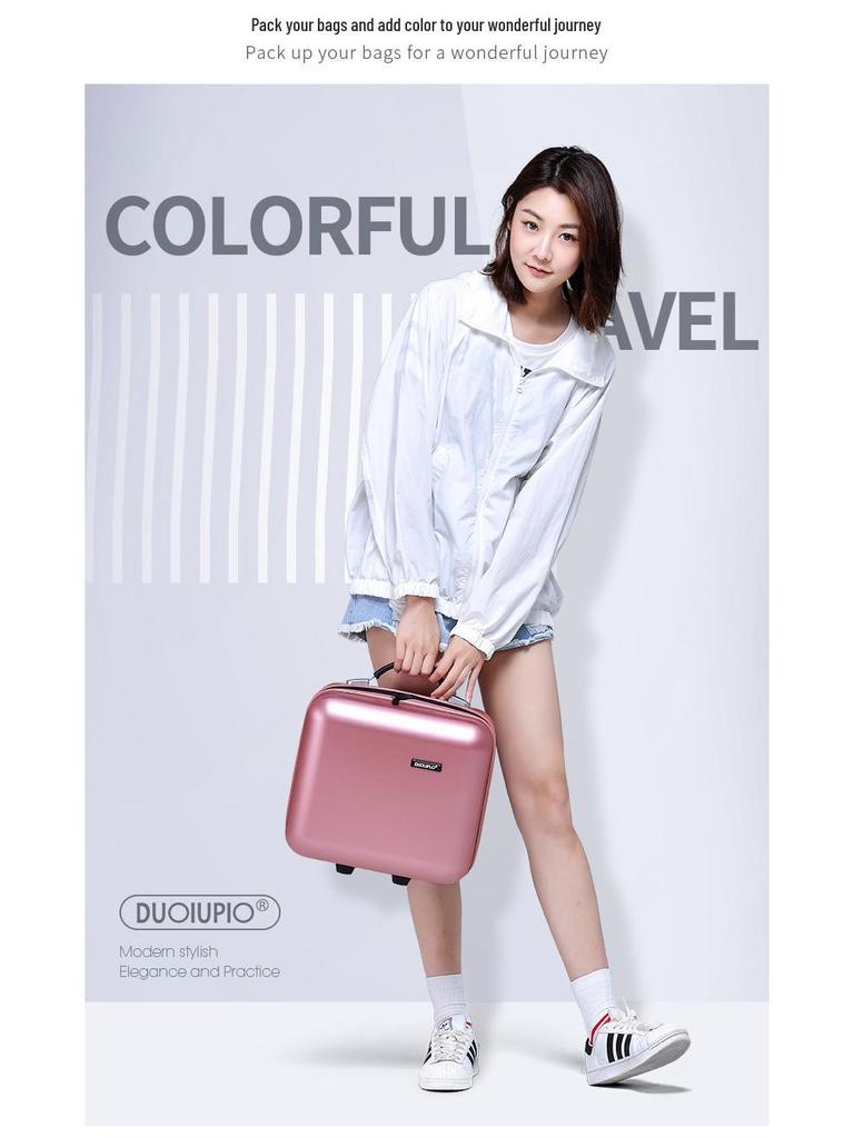 Compact Fashion Handbag: Multifunctional Makeup Case and Portable Carry-on Zipper Suitcase.