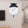 Quiet Movement Acrylic Pendulum Wall Clock with Funny Cats Fish Design Arabic Numerals for Living Room Bedroom Decors