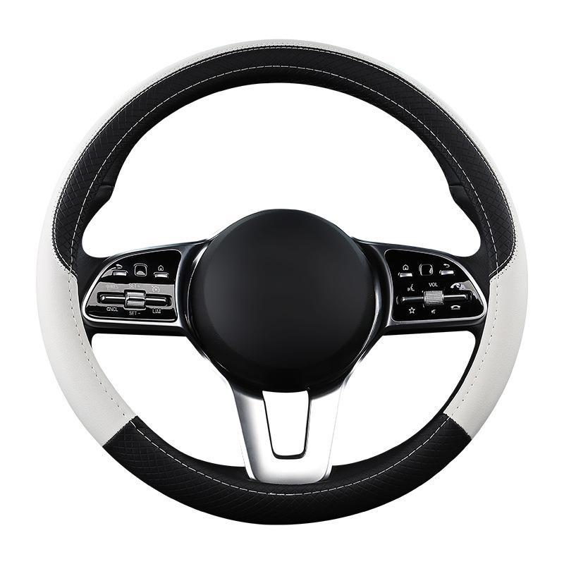 Uniwersalny Czterosezonowy Pokrowiec na Kierownicę Samochodową z PU Skóry: Odporny na zużycie, dopasowany kolorystycznie, modny pokrowiec na kierownicę do małych samochodów.