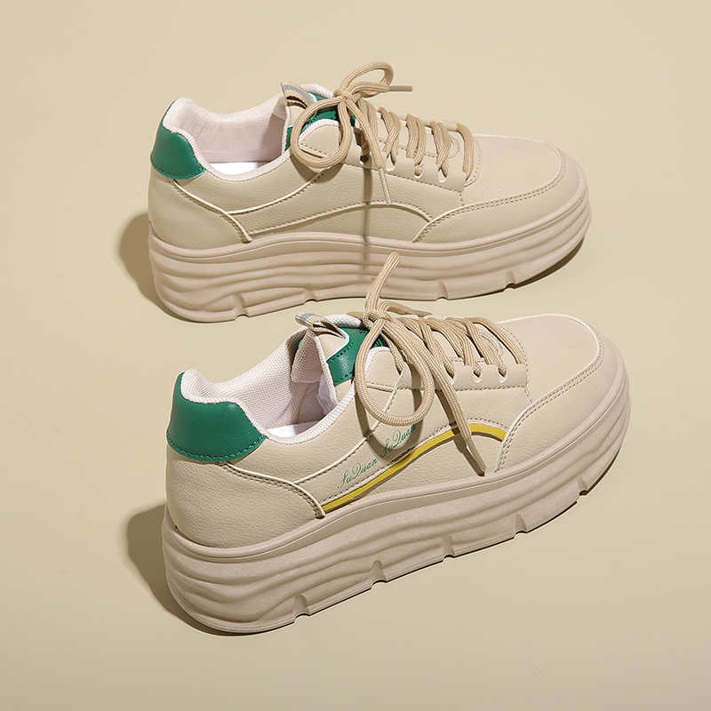 Fashion Spring Thick Sole White Women Shoes Woven Sneakers Size 50 Tenis 47 Sports Choes Fashion Industrial Sewing Practice Pretty