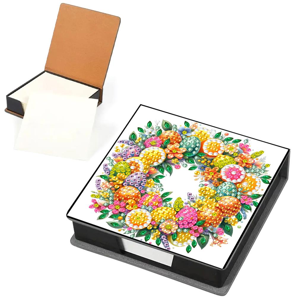 5D DIY PU Diamond Painting Notecard Box with 160 Sheets Paper Gem Art Sticky Note Holder Diamond Art Note Box for Home Office