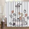 Cute Cat Shower Curtain Cartoon Kitten Bath Scene Fun Animal Art Pet Lover Decor Waterproof Printed Bath Curtain Home Fashion