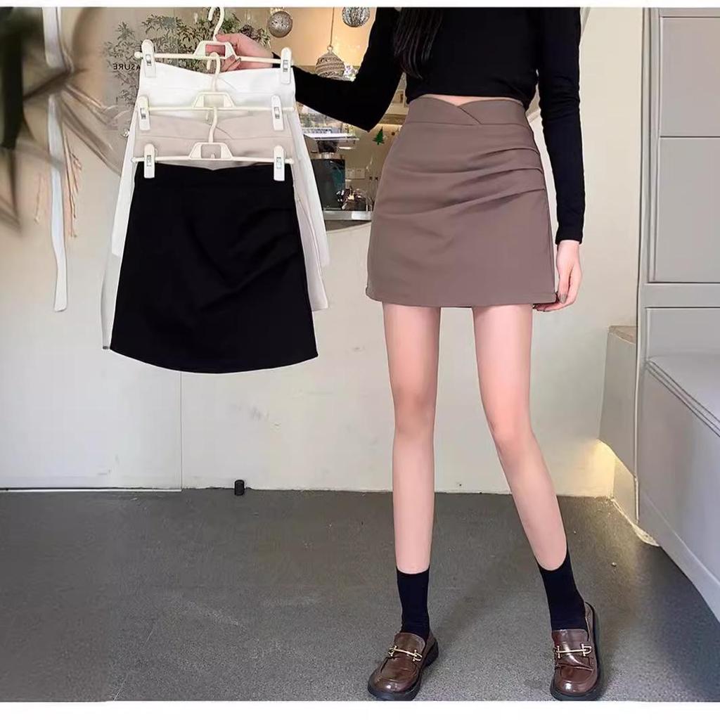 Women's High Waist Irregular Pleated Skirt - Slim, Versatile A-Line Skirt for Spring and Autumn