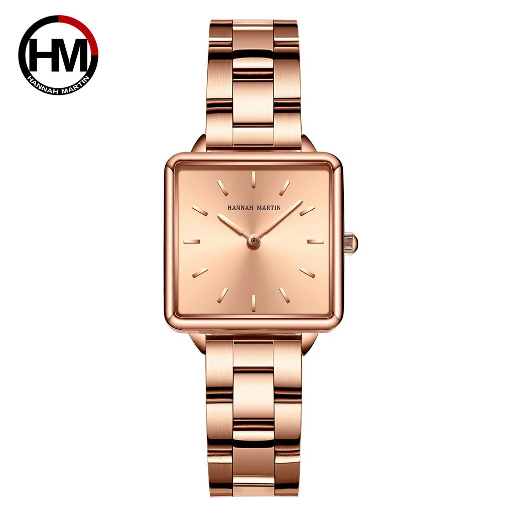 Women's Rose Gold Steel Band Quartz Watch Japanese Movement Simple Dial Women's Watch