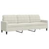 3 Piece Sofa Set with Cushions and Neck Rolls Cream Velvet