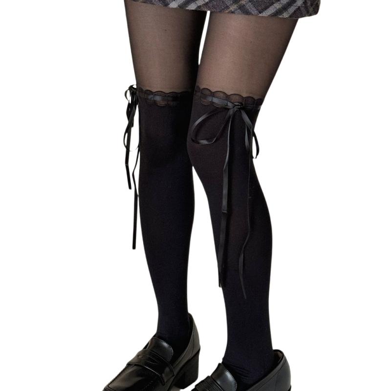 

Лолита Стиль Девичьи Колготки Сладкий Бант Каваи Колготки для Женщин Полупрозрачные Колготки Студенток JK Высокоэластичные Длинные Носки One Size