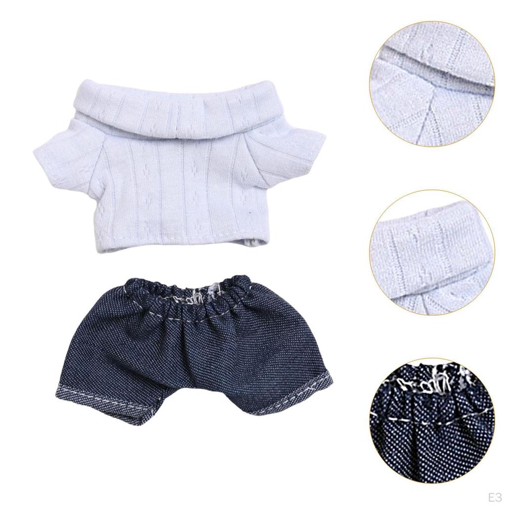 Koszulka dla lalki 17 cm ze spodniami, Odzież, Miękka, Ręcznie robiona odzież codzienna, Prezent urodzinowy