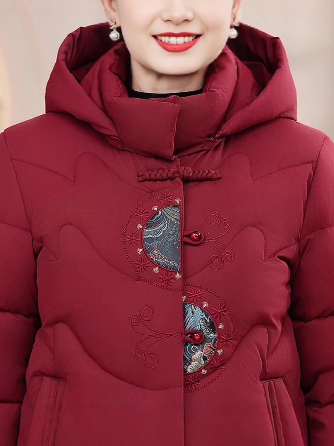 Retro-Style Warm Cotton Jacket for Middle-Aged & Elderly Mothers – 60s/70s Grandma Style, Plus Velvet for Extra Warmth