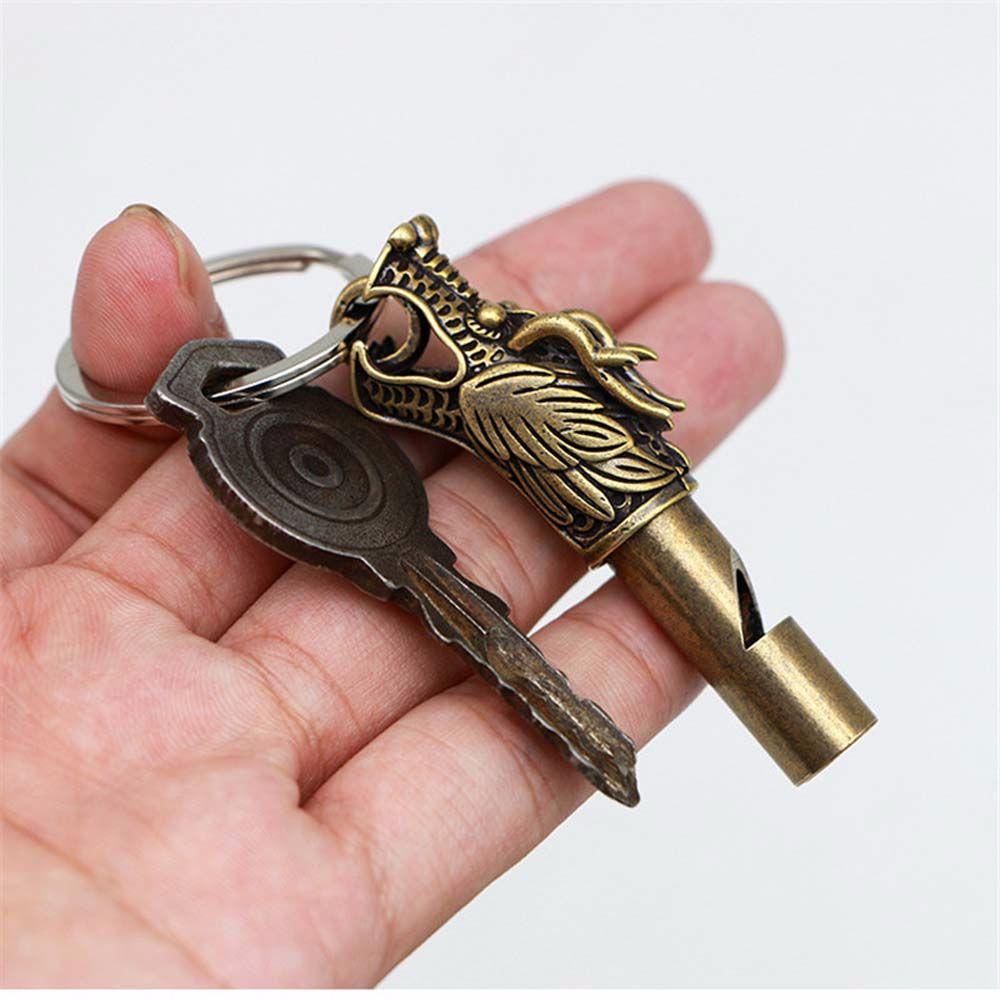 Charm Brass Keychain Survival Outdoor Whistle Outdoor Survival Tools Keys Chain Car Pendants
