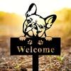 Metal French Bulldog Memorial Garden Stake Sign Yard Marker