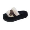 Thick-soled wool slippers women's autumn and winter wear gentle wool shoes one-word drag design sense fashionable and comfortable plush drag