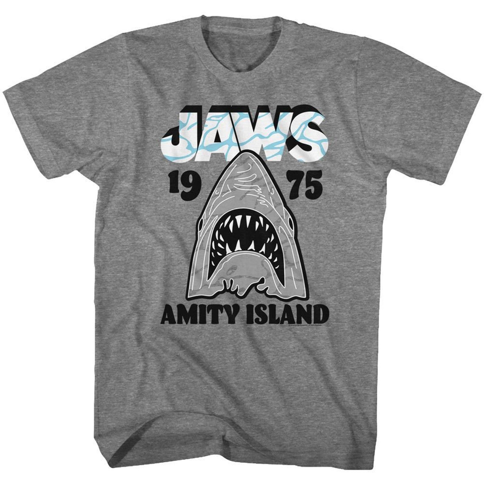 Jaws Gray White Graphite Heather Adult T-Shirt 2XL