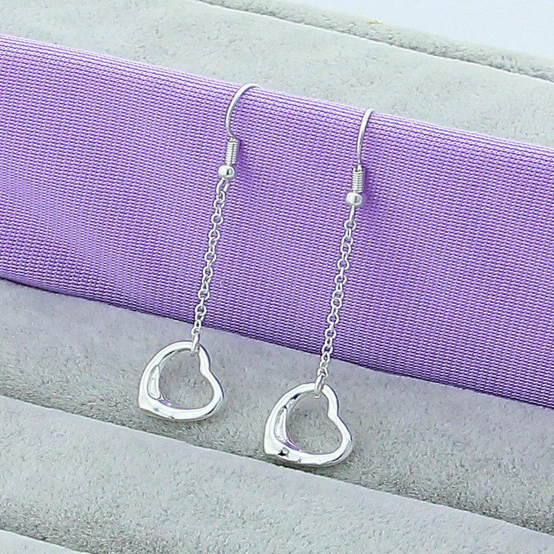 

925 Silver Plated Heart Earrings, Korean Fashion Style, Studs (YE112) белый
