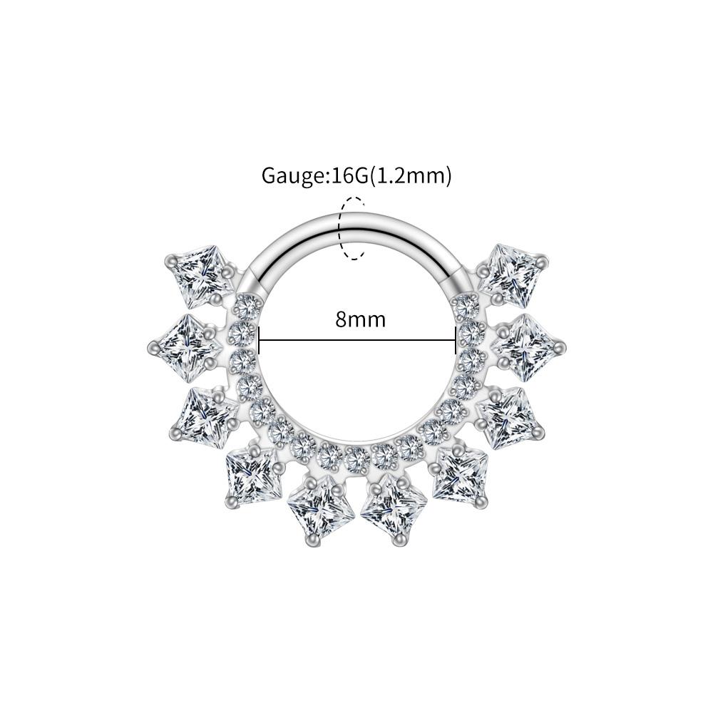 

Right Grand ASTM F136 Titanium 16G CZ Hinged Clicker Segment Hoop Ring 8mm/10mm Daith Helix Earring Septum Nose Piercing Jewelry