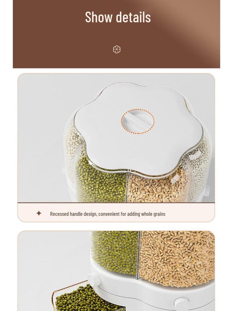 Japanese-Style Rotating Rice Storage Box - Large Capacity, Insect & Moisture-Proof Grain Container