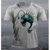 Summer Round Neck 3D Print Fish Pattern Top Fashionable Casual Short Sleeved Men's T-shirts