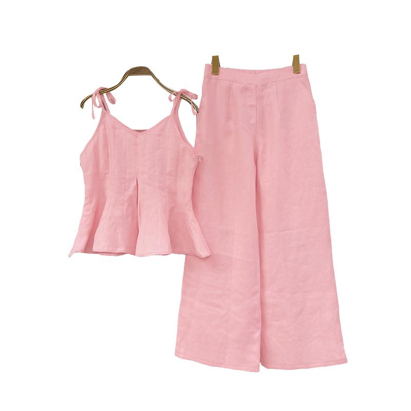ZANZEA Women Sleeveless Straps Tops and Pants Summer Two Piece Suit Sets